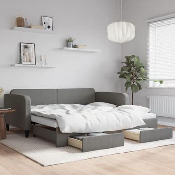 vidaXL Slaapbank onderschuifbed en lades 100x200 cm stof, 100 cm, Eenpersoons, Verzenden, Nieuw