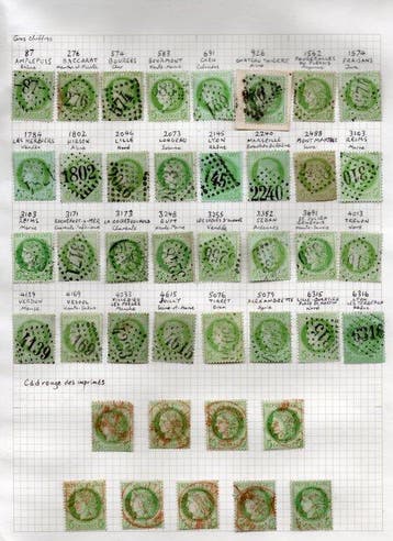 Frankrijk 1872 - Uitgifte Ceres 5c groen-geel op azuur -, Gestempeld