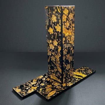 Japanse lakwerk bloemvaas - goudblad kersenbloesems -