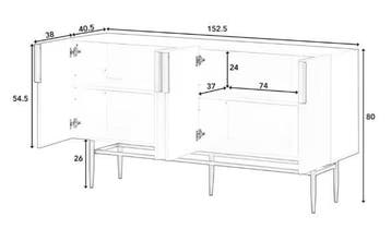 Zwart Dressoir met 4 Deuren – Opbergkast met Gouden Poten, Verzenden, Nieuw