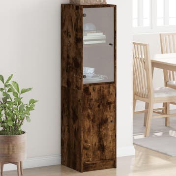 vidaXL buffetkast met glazen deur 35x37x142 cm gerookt, Minder dan 50 cm, Verzenden, Nieuw, Minder dan 100 cm