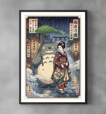 Sato Hageshi - Leaf Umbrella - Totoro - Pop Art - Signed and, Nieuw