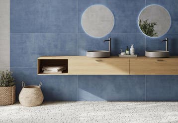 Vloertegel/Wandtegel STP Crisp Kleur Terrazzo Blauw 60x60, 60 cm of meer, Nieuw, Ophalen of Verzenden, 10 m² of meer