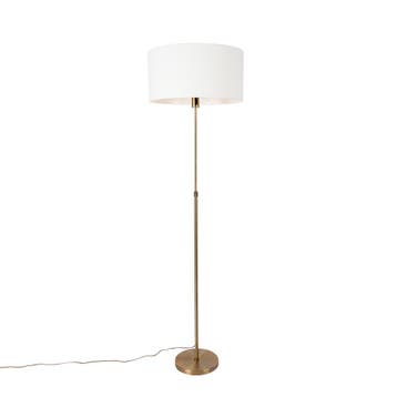 Vloerlamp verstelbaar brons met kap wit 50 cm - Parte, Verzenden, Nieuw, Design