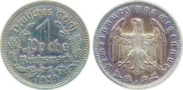 Duitsland 1 Reichsmark Probe 1939 A Eisen mit Kupferschic..., Verzenden