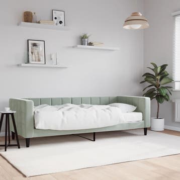 vidaXL Slaapbank met matras 80x200 cm fluweel lichtgrijs, Eenpersoons, Verzenden, Nieuw, 80 cm
