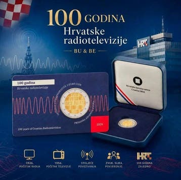 Kroatië. 2 Euro 2026 100 years of Radio and Television in