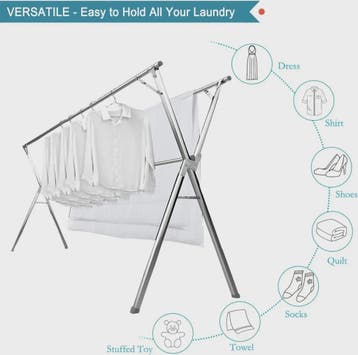XXL RVS Kledingrek Droogrek - Opvouwbaar, Indoor & Outdoor G, Tuin en Terras, Verzenden, Nieuw