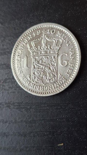 Nederland. Wilhelmina. 1 Gulden 1910, Zeldzaam, Postzegels en Munten, Munten | Nederland