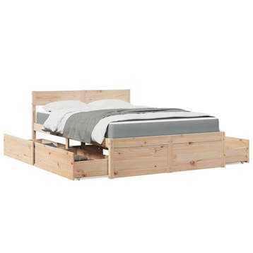 vidaXL Bed met lades en matras massief grenenhout 120x200 cm, Huis en Inrichting, Slaapkamer | Bedden, Bruin, Verzenden, Nieuw