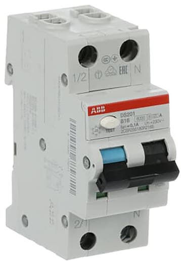ABB aardlekautomaat / 16A, 100mA, B-kar, 1-polig+nul / DS201, Ophalen of Verzenden, Nieuw