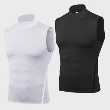 Heren Mouwloos Compressie Turtleneck Tanktop - Sneldrogend S, Verzenden, Nieuw