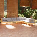 vidaXL 8-delige Loungeset met grijze kussens massief, Tuin en Terras, Tuinsets en Loungesets, Verzenden, Nieuw, 8 zitplaatsen