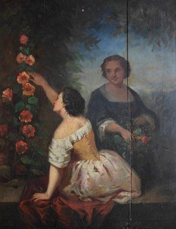 École française (XIX) - La cueillette des roses