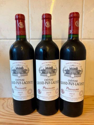 2012 Chateau Grand-Puy-Lacoste - Bordeaux - 3 Flessen (0.75, Nieuw