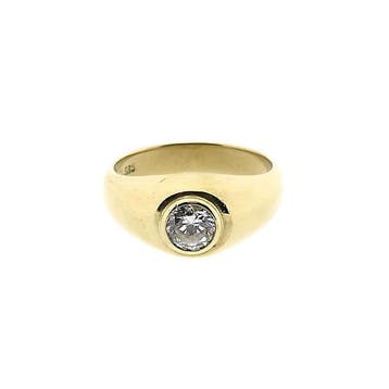 Gouden gebolde ring met zirconia, Sieraden, Tassen en Uiterlijk, Ringen, Gebruikt, Ophalen of Verzenden, Kleiner dan 17, Dame of Heer