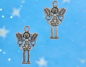 2 x Metalen bedel Elfje, antiek zilverkleur, afm. 25 x 15..., Ophalen of Verzenden, Nieuw, Bedel