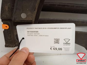 Peugeot Partner 2018+ Voorbumper Onderplaat 9816809580, Ophalen, Gebruikt, Peugeot