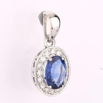 Zonder minimumprijs - Hanger - 14 karaat Witgoud - 1.11ct.