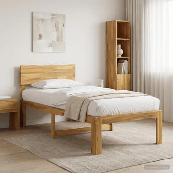 vidaXL Eenpersoonsbed met hoofdbord ROSTOCK Witgewassen 90 x, Eenpersoons, Bruin, Verzenden, Nieuw