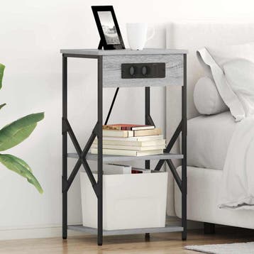 vidaXL Nachtkastje met plank Grijs Sonoma 41 x 31 x 76 cm, Huis en Inrichting, Slaapkamer | Nachtkastjes, Verzenden, Nieuw, Hout