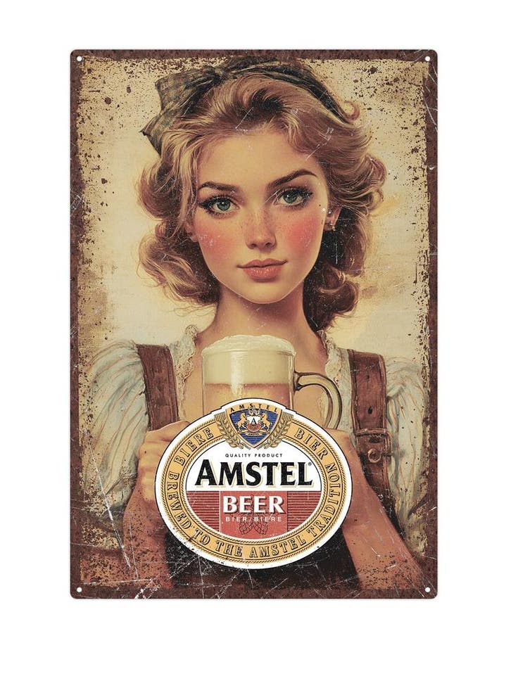Amstel Metalen Wandbord, Huis en Inrichting, Woonaccessoires | Wanddecoraties, Ophalen of Verzenden
