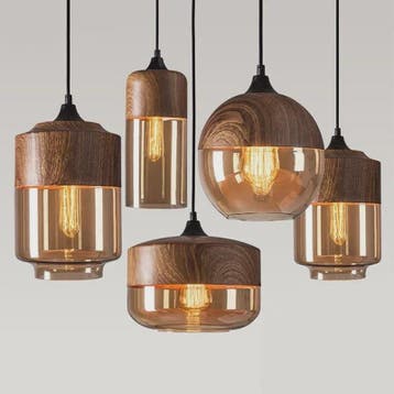 Scandinavische Houten LED Glas Hanglamp - Modern Design voor, Verzenden, Nieuw