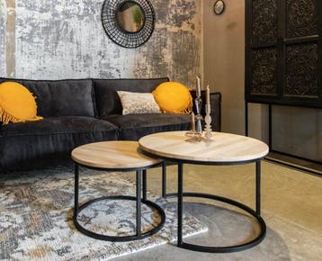 Salontafel set Olaf | Onbehandeld Eiken met 2 cm dik blad, Huis en Inrichting, Tafels | Salontafels, Ophalen of Verzenden, Nieuw