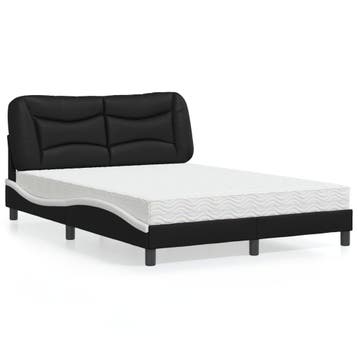 vidaXL Bed met matras Hvar kunstleer zwart en wit 120x200, Overige materialen, Verzenden, Zwart, Nieuw