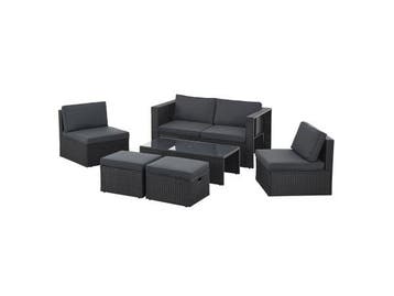 Veiling - Polyrotan Loungeset / Tuinset Salou - Zwart, Nieuw