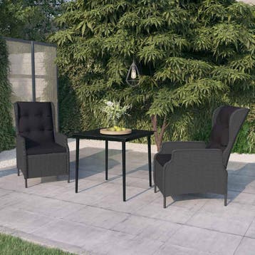 vidaXL 3-delige Tuinset donkergrijs, Verzenden, Nieuw, 2 zitplaatsen, Tuinset
