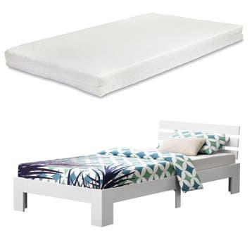 Houten bed Nivala grenen met matras 120x200 cm wit, Verzenden, Nieuw