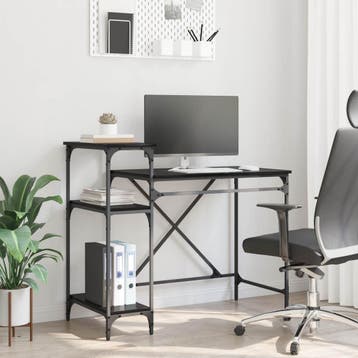 vidaXL Bureau Zwart Eiken Bewerkt hout 105 x 50 x 90 cm, Verzenden, Nieuw