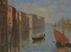 Scuola Italiana (XX), firmato Rossetti - Veduta di Venezia