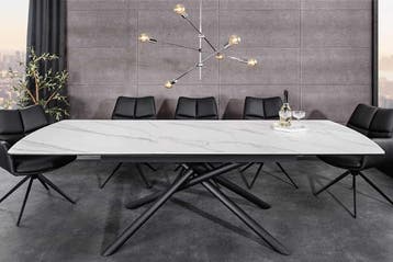 Uitschuifbare eettafel MIKADO 180-230cm wit keramiek zwart, Huis en Inrichting, Tafels | Eettafels, Ophalen of Verzenden, Nieuw
