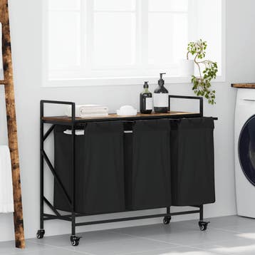 vidaXL Wasmand 3 vakken met planken gerookt eikenkleurig, Verzenden, Nieuw