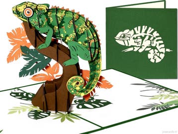 Kleurrijke Kameleon op een boomtak pop-up kaart, Verzenden, Nieuw