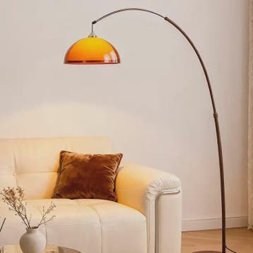 Vintage Boog Plafondlamp Oranje Acryl Kap - Verstelbare Lees, Verzenden, Nieuw