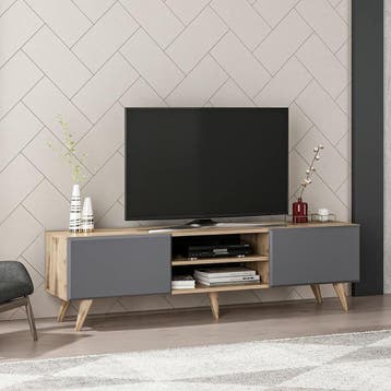 [en.casa] TV meubel Grindsted 160x45x45 cm Eiken en, Ophalen of Verzenden, Nieuw