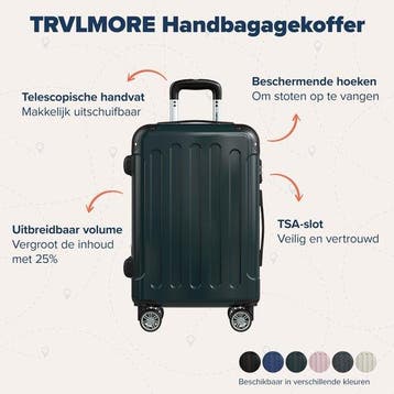 2dekans | TRVLMORE Handbagage Koffer - 45L - TSA Cijferslot, Ophalen of Verzenden, Zo goed als nieuw