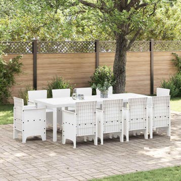 vidaXL Tuin Eetset 11 st Wit Polypropyleen, Verzenden, Nieuw, Meer dan 8 zitplaatsen