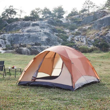 pro.tec Tent Bergeijk 213x213x130 cm roestbruin en beige, Caravans en Kamperen, Tenten, Verzenden, Nieuw