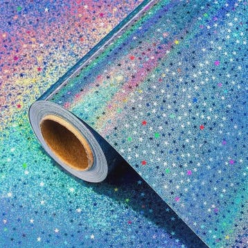 Holografisch Sterren Cadeaupapier Blauw - Glanzend & Feestel, Verzenden, Nieuw