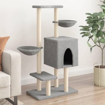 vidaXL Kattenmeubel met sisal krabpalen 117 cm lichtgrijs, Verzenden, Nieuw