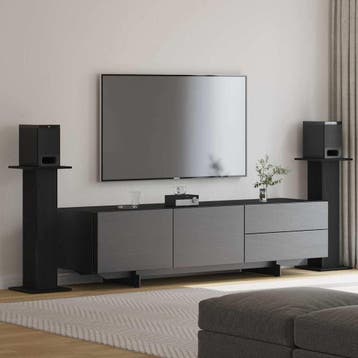 vidaXL Luidspreker standaards 2 st Zwart Eiken 30 x 30 x 80, Muziek en Instrumenten, Verzenden, Nieuw