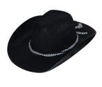 Cowboy hoed zwart met koord, Ophalen of Verzenden, Nieuw