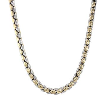 Gouden choker bicolour 45 cm 14 karaat, Sieraden, Tassen en Uiterlijk, Kettingen, Verzenden, Zo goed als nieuw, Goud
