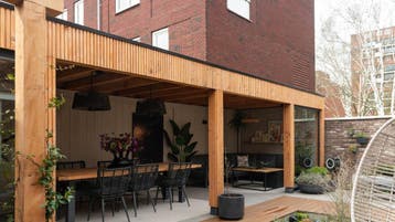 Moderne douglas overkapping 10×3 m – Triple profiel – €4.989, Ophalen of Verzenden, Nieuw, Serre