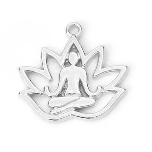1x DQ metaal bedel lotus zilverkleur (nikkelvrij) 8 x 17m..., Ophalen of Verzenden, Nieuw, Bedel