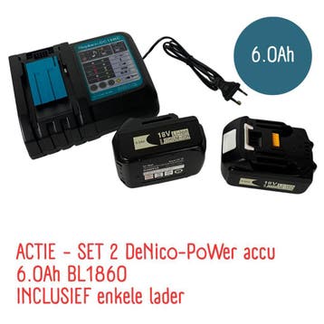 ACTIE - SET 2 ACCUS 6.0Ah + ENKELE LADER voor LXT Makita, Verzenden, Nieuw
